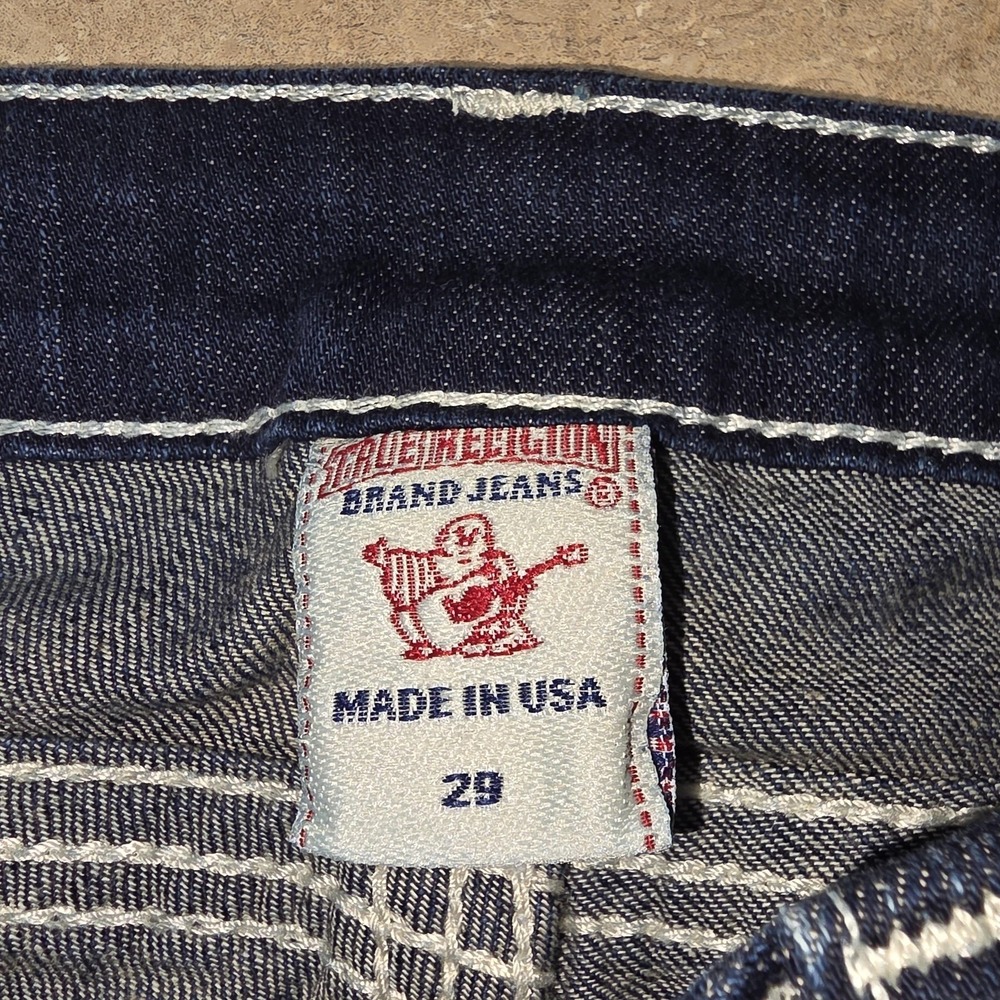 True Religion Jeans Womens 28 Blue Becky Low Rise Bootcut Flap Pockets Made USA - Picture 6 of 16